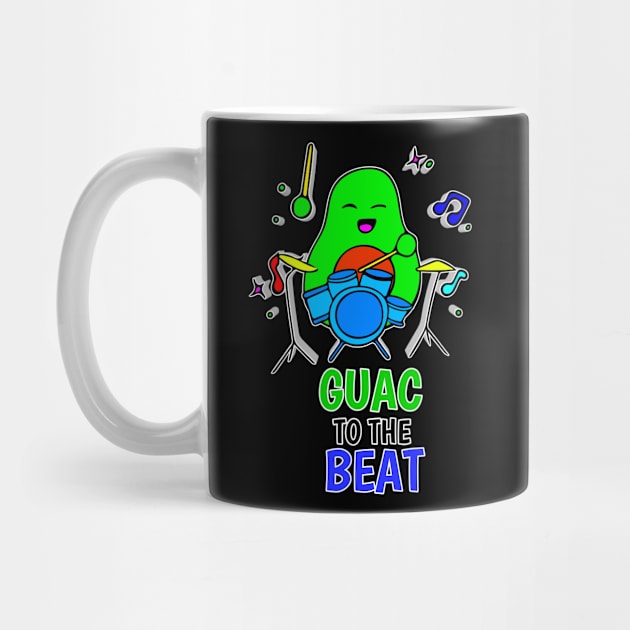 Guac To The Beat - Funny Avocado Cute Clipart Veggies - Musical Beats Drummer by MaystarUniverse